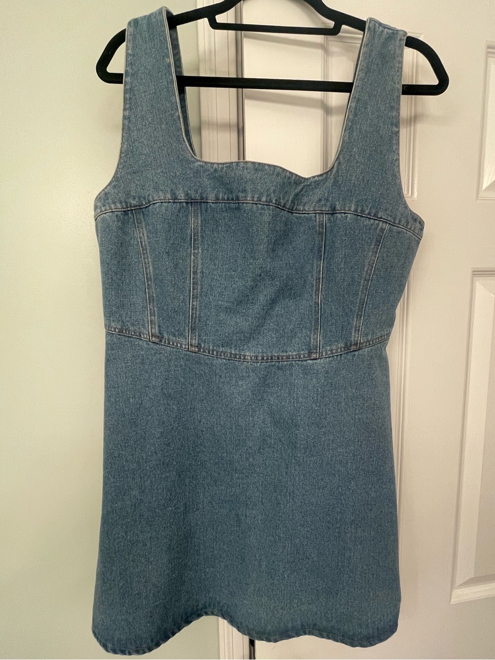 Lulu's Medium Wash Denim Mini Dress with Wide Straps